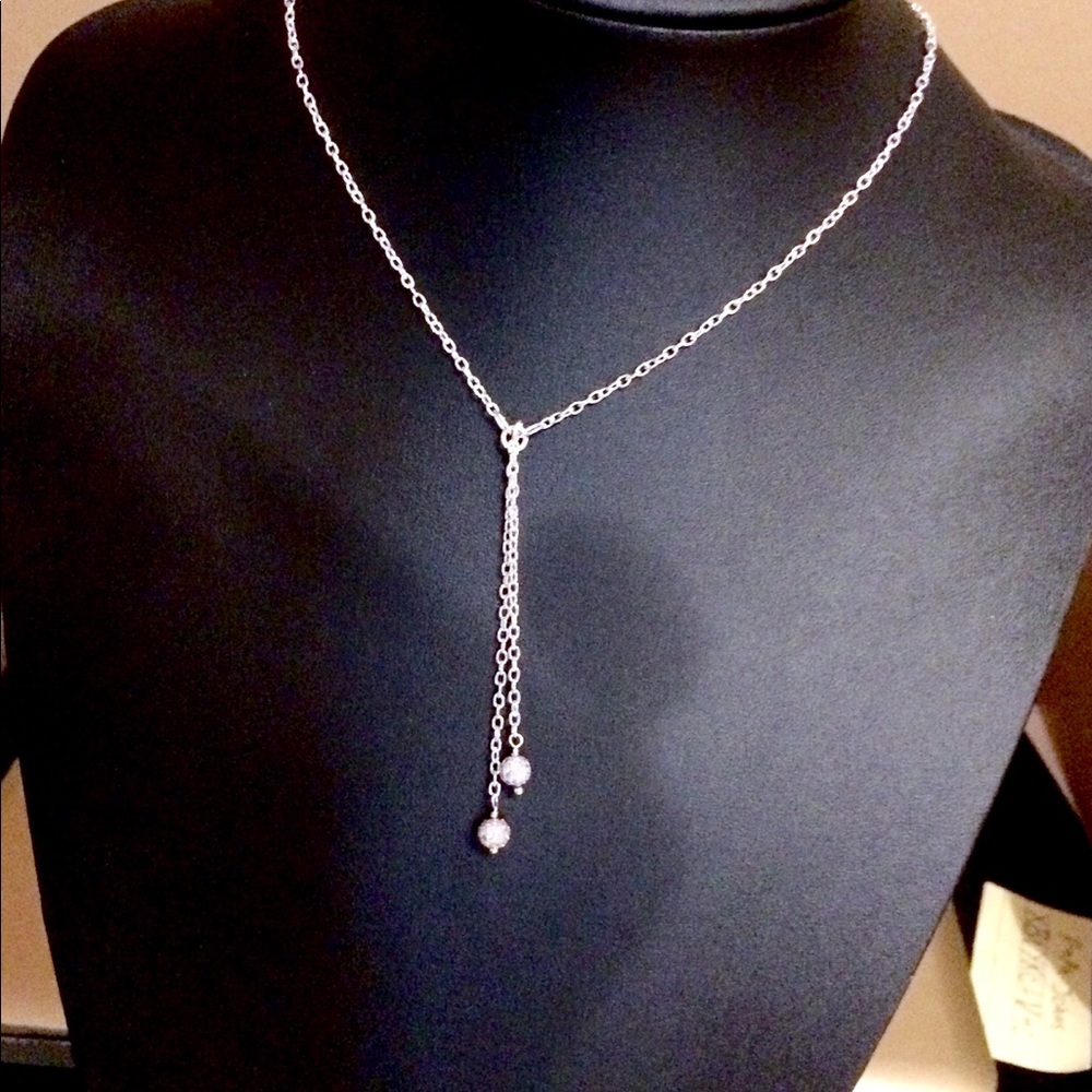 Silver Pave crystal bead choker necklace - Picture 2 of 6
